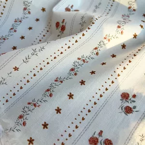 Retro 40 Đếm Cotton Nguyên Chất Hoa Hồng Sọc Đỏ Hoa Nhỏ Vải Đầm Trẻ Em Quần Áo Tóc Tự Làm Handmade Vải Trang Trí 4.3