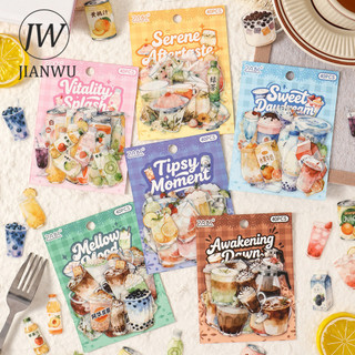 JIANWU Uống Dòng Ánh Sáng Vintage Cà Phê Uống Phong Cảnh Chất Liệu Cắt Dán PET Sáng Tạo DIY Tạp Chí Văn Phòng Phẩm