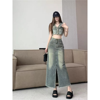 Bộ Váy Denim Nữ cao cấp trẻ trung và Áo không tay phong cách mùa Hè thoải mái