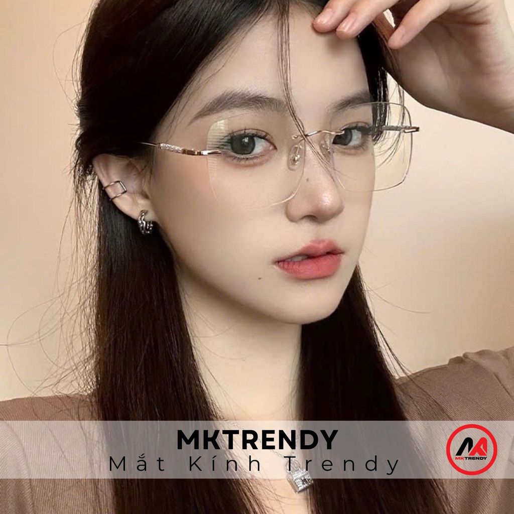 Kính không viền gọng kim loại đổi màu thời trang nam nữ chống ánh sáng xanh chống tia UV kính tổng tài X22