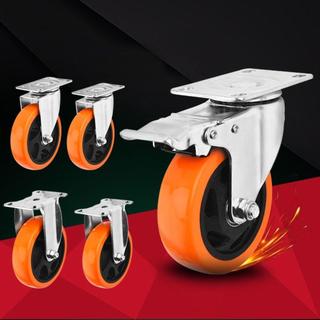 Bánh xoay DUSKGLOW, Bánh xe nội thất PVC bánh xe 3 "/ 4" / 5 '', Má phanh Blackheart Mặt cam hai trục thay thế bánh xe