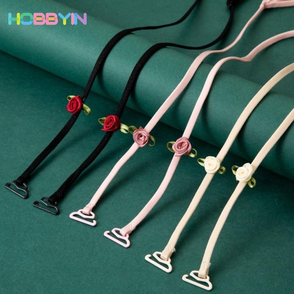 Dây đeo áo ngực vô hình HOBBYIN, chống trượt và có thể điều chỉnh, trang trí hoa hồng - Phù hợp cho lễ tiệc và đám cưới