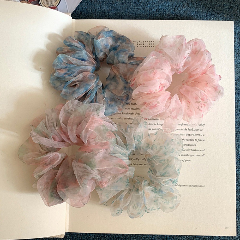 Hululu Scrunchy Hoa Organza Phong Cách Hàn Quốc Retrô Cho Tóc Nữ