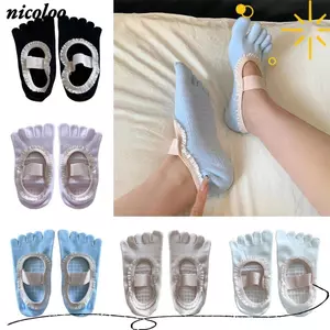 Tất Pilates NICOLOO, Tất tập Yoga Cotton thoáng khí, Tất đeo tay quây thấm mồ hôi đường phố Harajuku thông thường