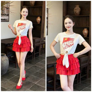 Áo sao vàng buộc vạt mẫu mới nhất 2026 chất coton mát mịn thoáng, đồng phục đã ngoại, biểu diễn...