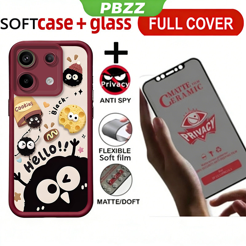Chống riêng tư bằng gốm sứ với vỏ kính cường lực cho REDMI NOTE 13 4G REDMI NOTE 13 PRO 5G Vỏ điện thoại Softcase thẩm mỹ dễ thương cho bé gái JTMHSMQ1