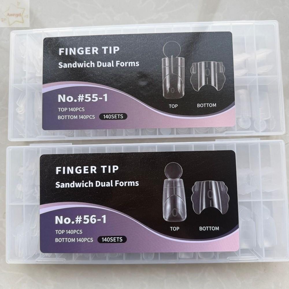 AWNGD 280 chiếc Sandwich Dual Nail Forms, 14 kích cỡ Hình thức mở rộng móng tay có thể tái sử dụng, Mở rộng móng tay Acrylic trong suốt hình bầu dục hai lớp cho dụng cụ làm móng tay