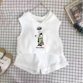 Bộ trang phục không tay trẻ em Bộ quần short hoạt hình mùa hè thoáng khí Quần áo hai mảnh thông thường