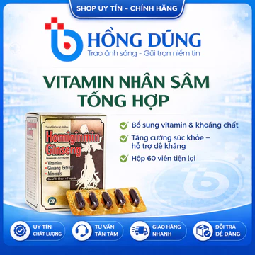 Vitamin Tổng Hợp PV Pharma Homiginmin Ginseng Bổ Sung Nhân Sâm, Vitamin, Khoáng Chất 60 Viên/Hộp