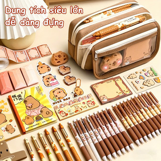 【BabyJoy】Túi đựng bút trong suốt Capybara dễ thương,dung tích lớn chống nước,Dùng để đựng văn phòng phẩm