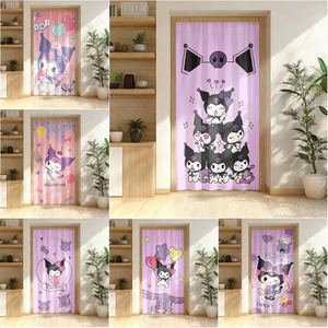 Hoạt Hình Dễ Thương Họa Tiết Kuromi Rèm Cửa Vải Polyester Có Thể Giặt Màn Riêng Tư Cho Trang Trí Phòng Gia Đình 1 Cái