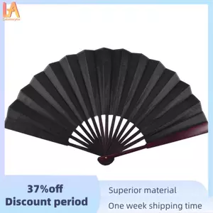 Quạt Gấp Trống Tay Thư Pháp Viết Nhảy Múa Cho Nam 33cm - Đen
