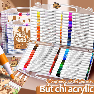 Hộp bút acrylic marker 60 màu đầu tròn – Màu sắc tươi sáng, trải nghiệm vẽ trên vô vàn chất liệu.