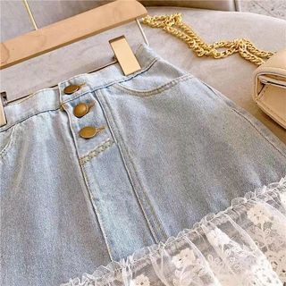 Chân váy jean bé gái – Viền ren xinh xắn, dáng ngắn dễ thương, mặc hè, phối đồ đẹp