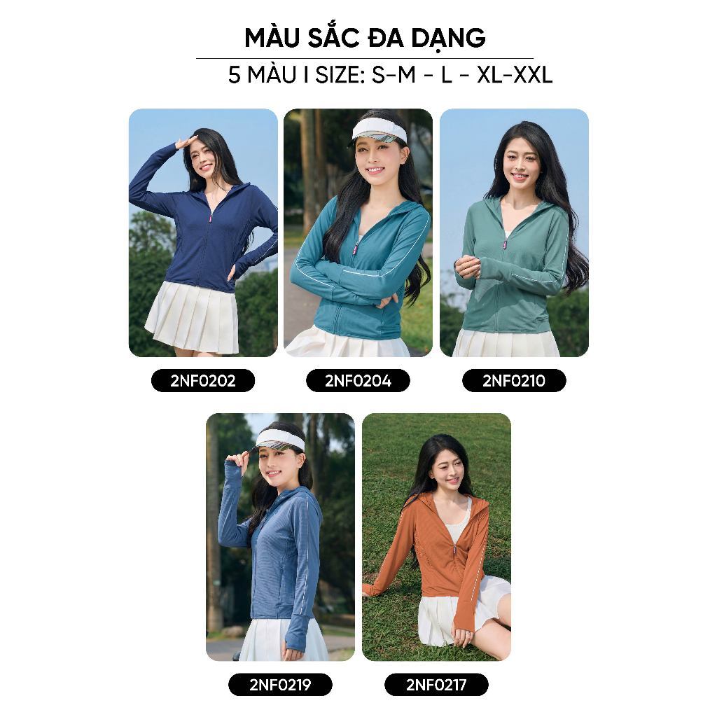 Áo Chống Nắng Nữ 𝐂𝐀𝐑𝐃𝐈𝐍𝐀 2 Lớp Chất Thun Lạnh Nhật Cao Cấp Viền Thể Thao Chống Tia UV 2NF02