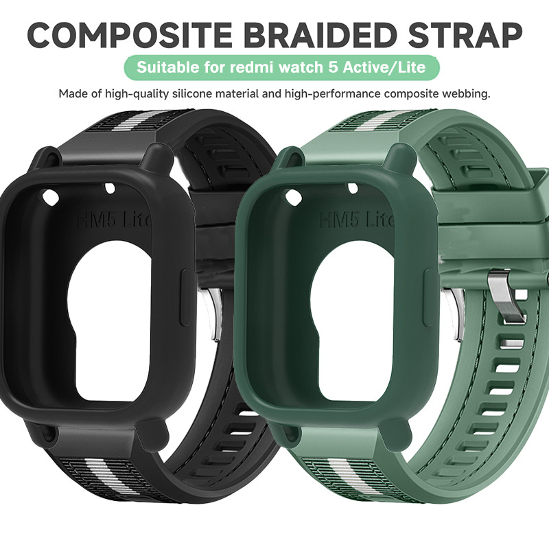 Dây đeo silicon + vỏ cho Redmi Watch 5 Active / 5Lite vỏ bảo vệ vòng đeo tay dây đeo đồng hồ
