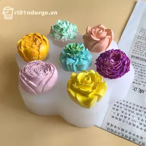 Ge Hoa Khuôn Silicon 3D Hoa Hồng Mẫu Đơn Bánh Sô Cô La Khuôn Nướng Bánh Handmade Nến Xà Phòng Thạch Cao Nhựa Thủ Công Dụng Cụ Làm n