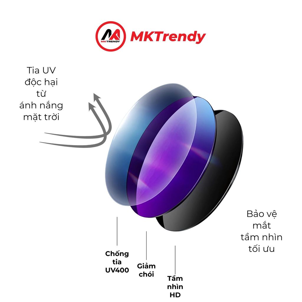 kính râm gọng vuông MKTRENDY thời trang nam gọng kim loại chống tia UV chống nắng phong cách M6