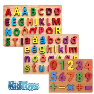 Bảng chữ cái và số gỗ nổi KidToys – đồ chơi trí tuệ học tiếng việt cho bé