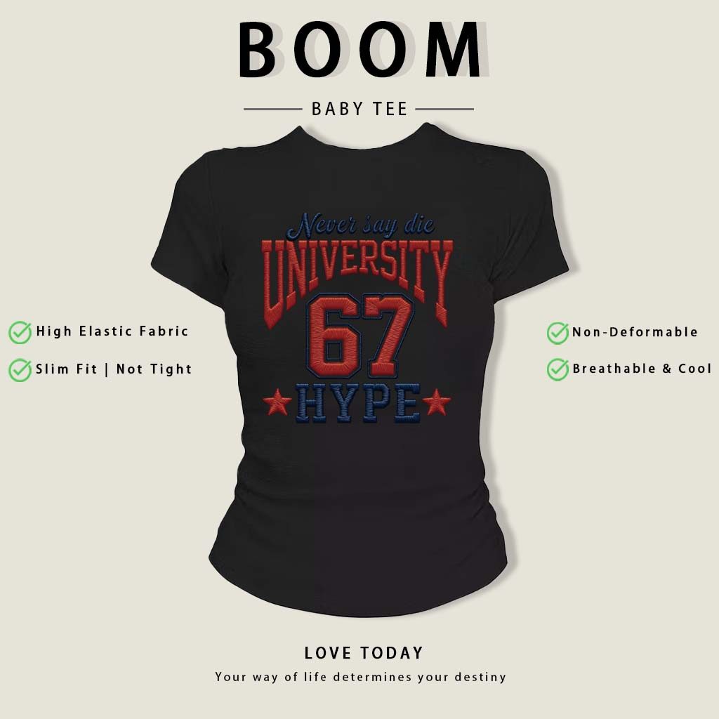BOOM Áo Baby Tee Nữ Cotton Ôm Body-Áo Thun Ngắn Tay Y2K In Hình PhongCách Mùa Hè, Cổ Tròn Hàng Đầucách hàn quốc phongW02