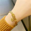 Vòng tay hợp kim mỏng hình Fu màu vàng, thiết kế đơn giản - Quà tặng trang sức may mắn