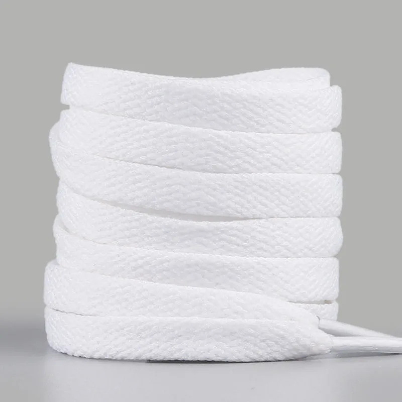 Dây giày thể thao trắng cotton nguyên chất, dây buộc nửa tròn cho giày vải đế bằng