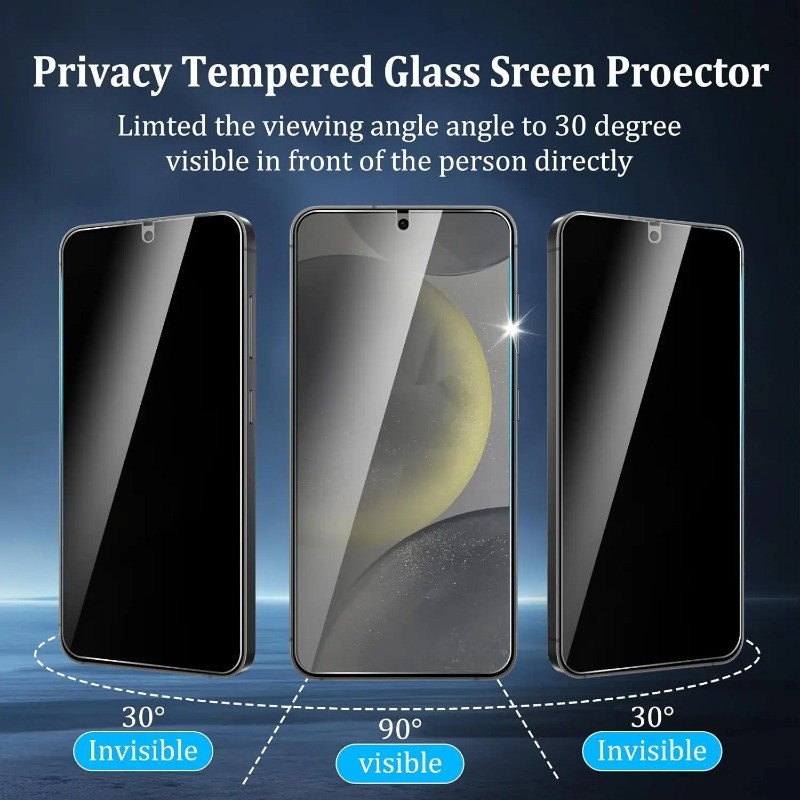 2 Chiếc Dành Cho Samsung Galaxy S25 S24 S23 S22 S21 S20 Plus Ultra FE Chống Gián Điệp Riêng Tư Kính Cường Lực Cho Galaxy S10e S10 Note 10 20 Lite Đen Edge Bảo Vệ Màn Hình Chống Vân Tay