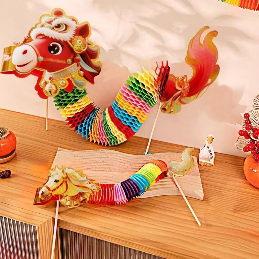LACYES Giấy Nhảy Ngựa, Phim Hoạt Hình 3 D Cầm Tay Ngựa Đồ Trang Trí, Sáng Tạo Handmade 2026 Năm Ngựa Thủ Công Rồng Đồ Chơi Lễ Hội Mùa Xuân Tiếp Liệu