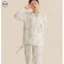 Phong cách Nhật Bản Phong cách Muji / Nữ Lily of the Valley Cotton nguyên chất Bộ đồ ngủ dài tay mỏng phong cách mỏng / Bộ đồ dài tay bằng sợi hai lớp họa tiết dễ thương / Bộ đồ mặc bên ngoài thoải mái ngọt ngào / Brea 100% cotton