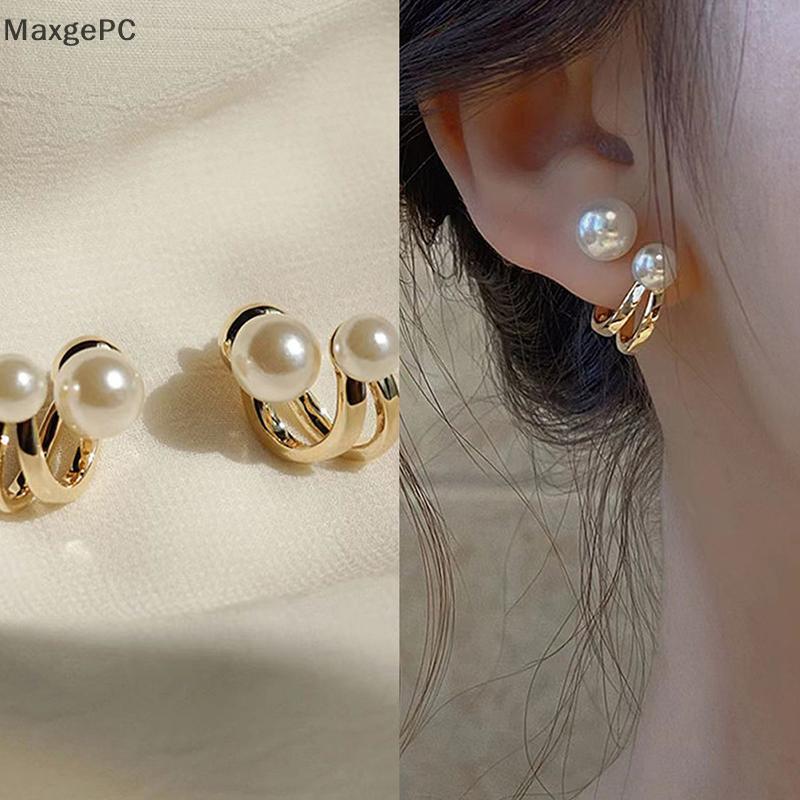 Cod 2021 Hàn Quốc sang trọng ngọc trai bông tai cho phụ nữ thời trang đơn giản ngọc trai Stud Tai Clip mới