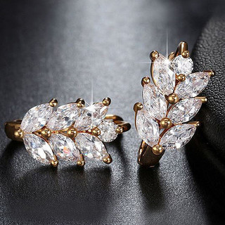 Bông tai lá zircon bạc S925, thiết kế thời trang đơn giản, quà tặng hoàn hảo cho nàng