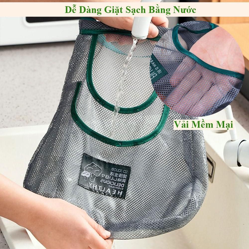 [Tặng Móc Treo] Túi Lưới 2 Ngăn Đa Năng Đựng Đồ Khô Treo Nhà Bếp, Túi Lưới Đựng Bảo Quản Hành Tỏi Ớt Rau Củ Quả