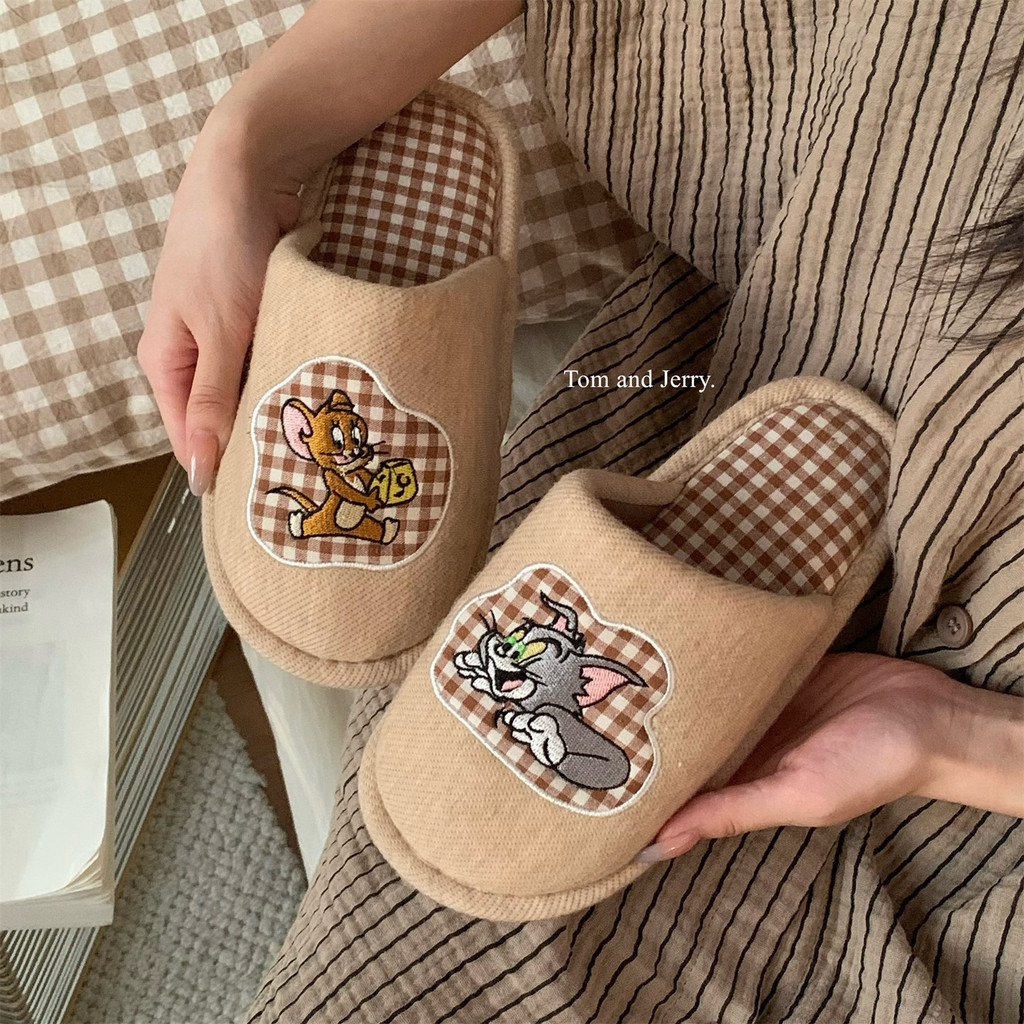 XIXITIAO Dép Cotton Mùa Đông Thoải Mái Nam Nữ Ấm Áp Cặp Đôi Hoạt Hình Dễ Thương
