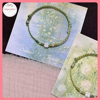 STHB Xanh Lá Bốn Lá Cỏ Ba Lá Handmade Dây Vòng Tay Tinh Tế May Mắn Lắc Tay Trang Sức Quà Tặng VN