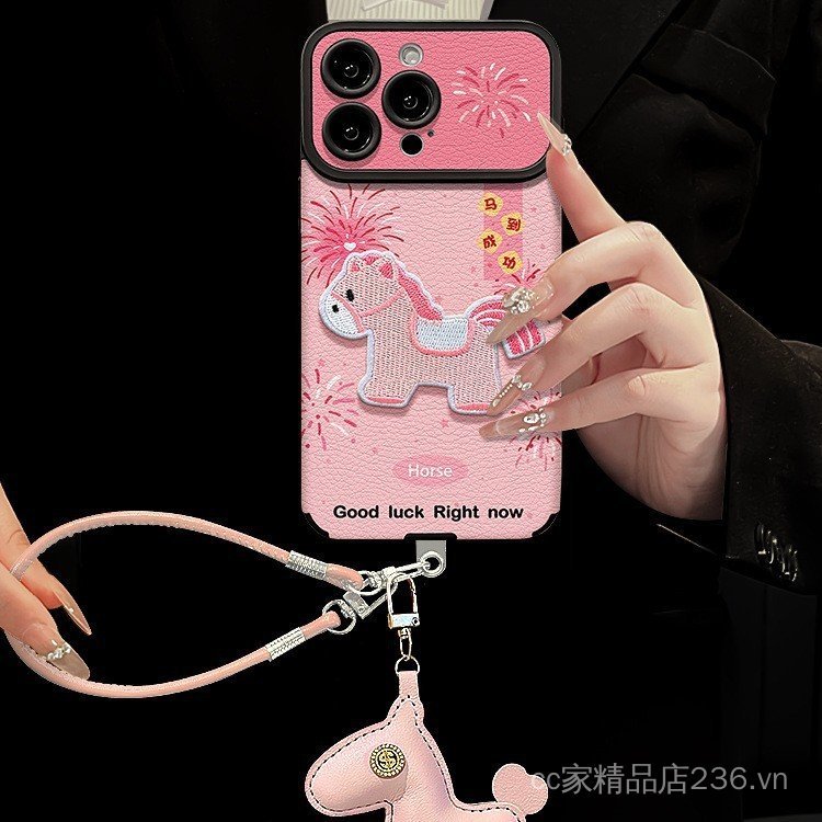 Sáng Tạo Pony Miếng Dán Dây Thích Hợp Cho iPhone17promax Vỏ Điện Thoại iphone15 Da 16 Năm Mới Silicon