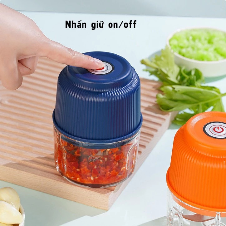 Máy xay thịt bằng thép không gỉ 3 băng tần 304 Máy xay thịt sườn tỏi Máy xay Mini đa chức năng Công suất lớn Loại C Sạc