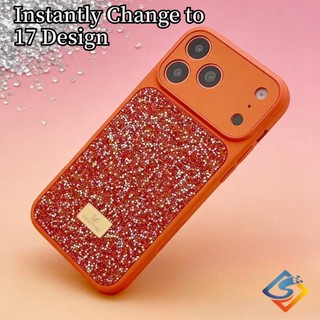 Sang Trọng Lấp Lánh Kim Cương Đổi Thành 17 Thiết Kế Ốp Lưng Điện Thoại IPhone 17 Pro Max 13 14 15 16 Pro Max Bảo Vệ Ống Kính Vỏ Cứng Chống Sốc