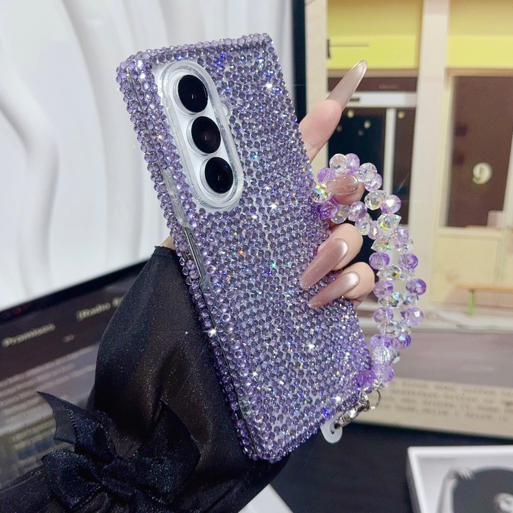 Dành cho Samsung Galaxy Z Fold 7 6 5 4 3 Vỏ bảo vệ kim cương giả lấp lánh độc đáo. Dành cho Galaxy Z Fold7 Nó có vỏ độc đáo. Đó là vỏ điện thoại chống sốc có dây đeo cổ tay.