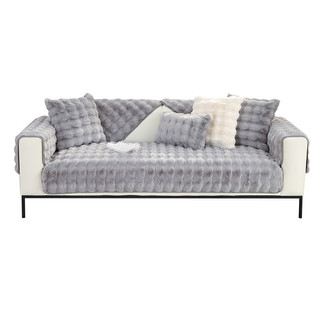 Hàng sẵn có Giao hàng nhanh 110 * 240cm Mùa đông Thỏ cao cấp sang trọng Đệm sofa chống trượt Đệm sofa Veneer rắn Vỏ bọc toàn bộ Khăn vải Cảm giác cao cấp Vỏ chống trượt 01