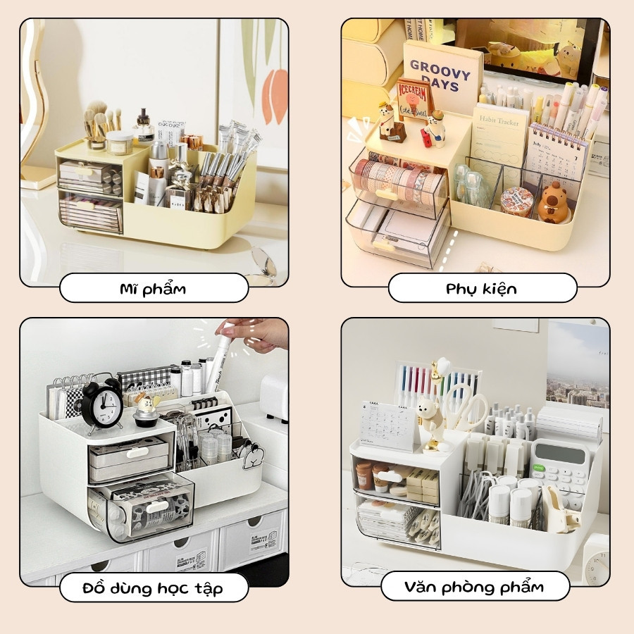 Khay Đựng Bút Để Bàn ENODA HOME, Khay Đựng Nhiều Ngăn Tích Hợp Hộp Ngăn Kéo Đựng Đồ Dùng Nhỏ P054
