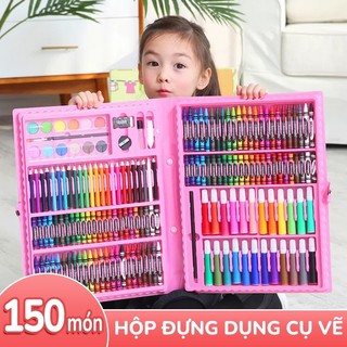 Bộ bút màu nước chuyên nghiệp dành cho học sinh, bộ sưu tập 150 cây bút chì màu và cọ vẽ cao cấp trong hộp quà tặng đẹp