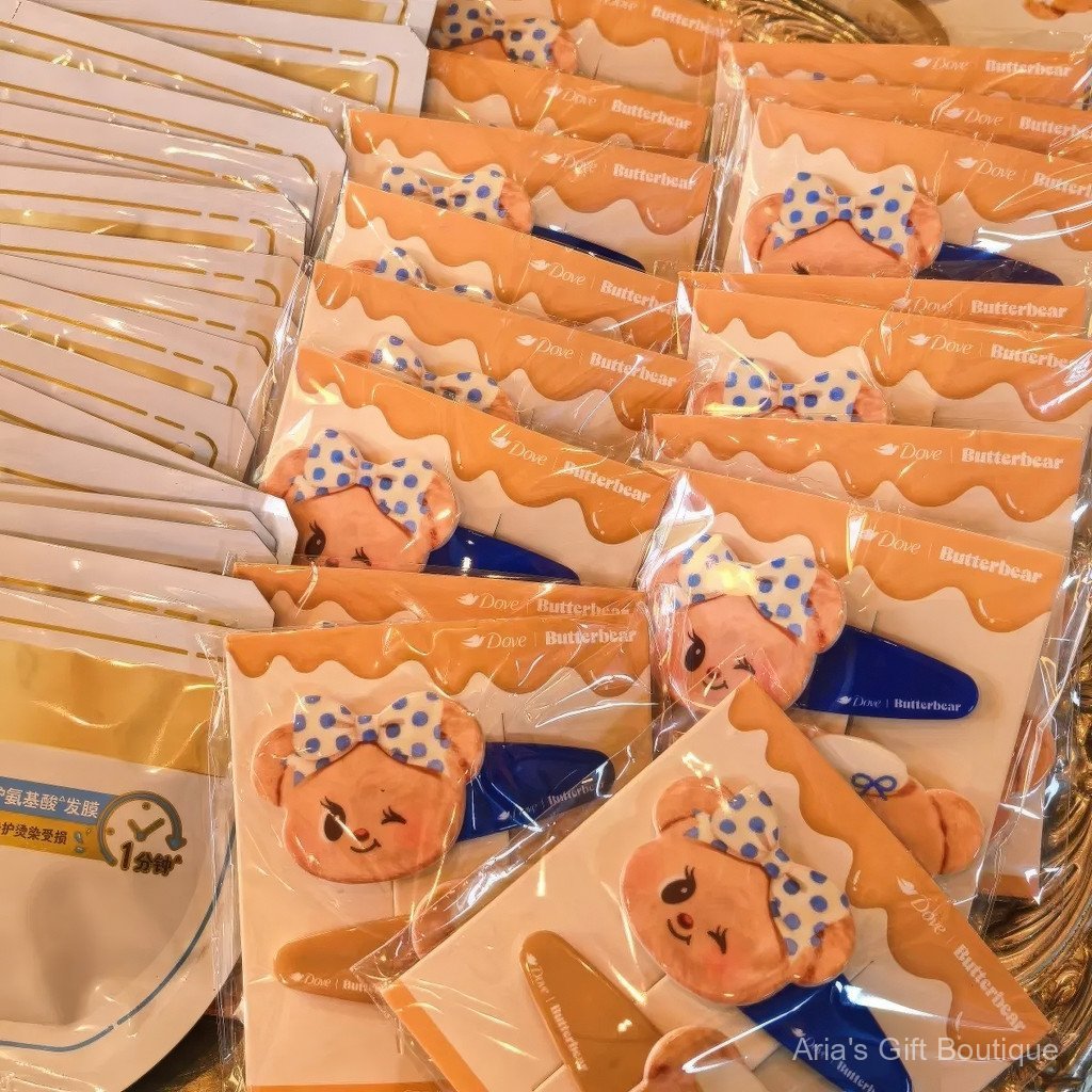 [Aria] Dove Butter Bear Co-Branded - Kẹp Tóc Hình Hoạt Hình Dễ Thương, Phong Cách Ngọt Ngào