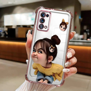 Ốp điện thoại OPPO Reno5 4G TPU trong suốt, thiết kế bé gái dễ thương, chống sốc, chống trượt, chống vân tay