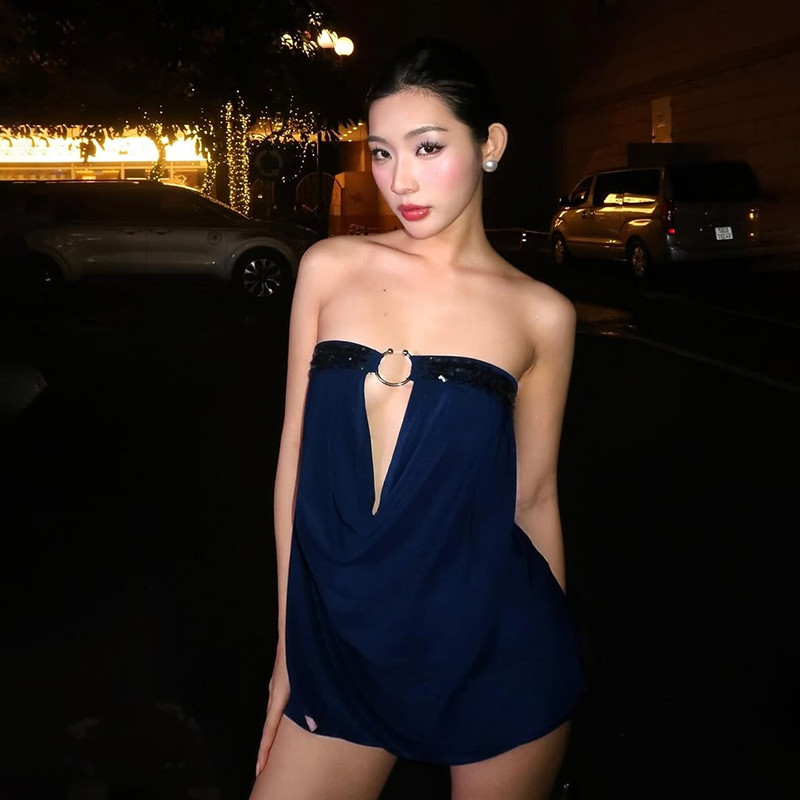 Đầm nữ bodycon sequin lưng không tay, phù hợp dạ hội