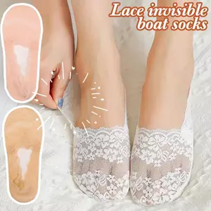 Tất Ren Hoa Cotton Thuyền, Chống Trơn Trượt và Thoáng Khí - Nhiều Màu cho Công Sở Hàng Ngày