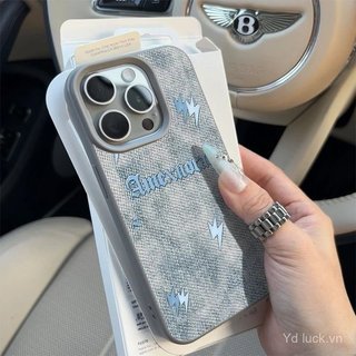 Denim Smudge Phong Cách Văn Học Vỏ Thời Trang Thích Hợp Cho iPhone 15pro 14 16pro 17promax Tính Khí Kết Cấu Da 16plus 15 13 14pro 12 11promax Vỏ Điện Thoại Chống Sốc
