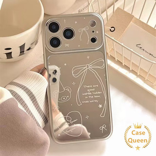 Vỏ gương trang điểm hình gấu dễ thương đơn giản tương thích cho IPhone XR 17 16 12 11 15 14 13 Pro Max Air X XS Max 16 14 15 Plus Vỏ mới sáng tạo hợp thời trang