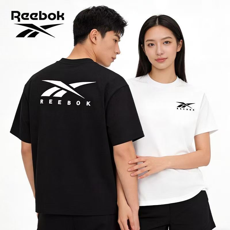 Áo thun tay ngắn nam nữ cotton 100%, thiết kế cổ điển với logo cặp đôi thể thao