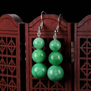 Bông tai xanh khô mới, Hạt xanh Tính khí Bông tai đơn giản