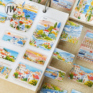 JIANWUWalked Xuyên Núi Series Hoa Vintage Cỏ Phong Cảnh Chất Liệu Cắt Dán PET Nhãn Dán Sáng Tạo Tạp Chí Văn Phòng Phẩm